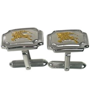Burberry Vintage Rare Men’s Silver and Gold Cufflinks